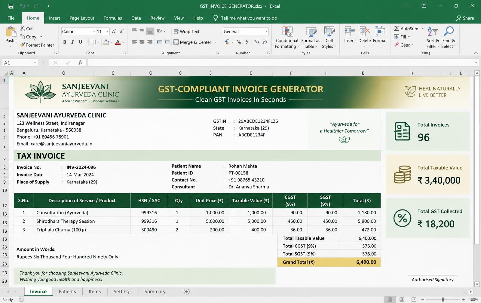 GST-Compliant Invoice Generator dashboard preview
