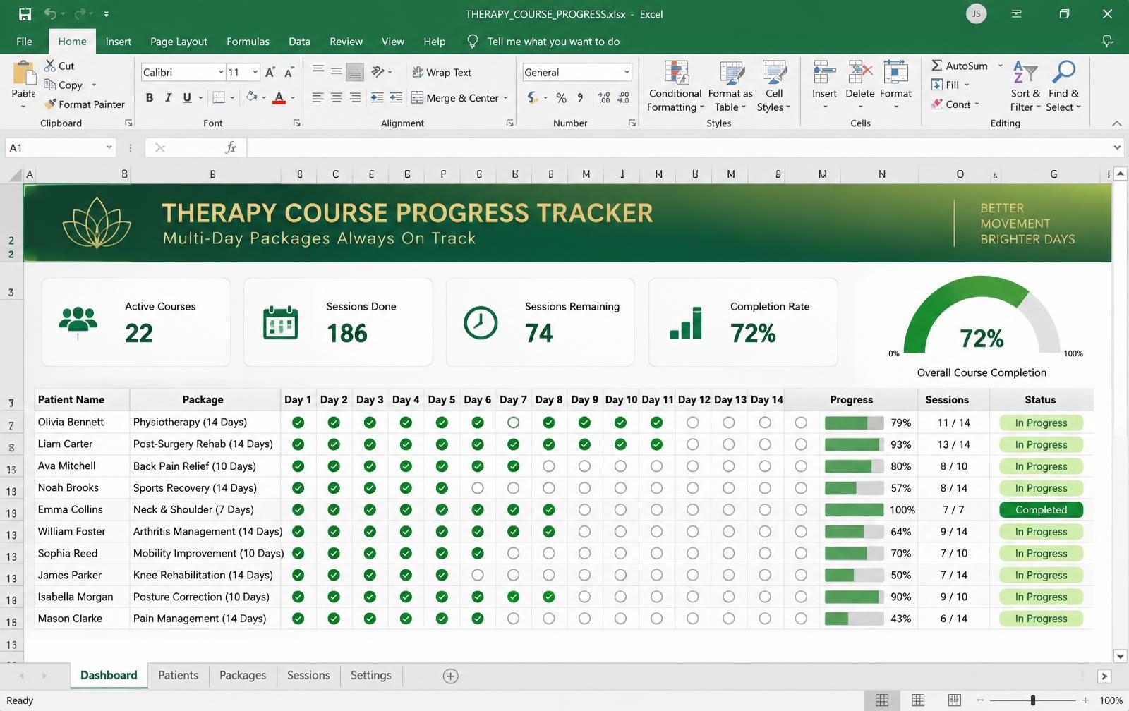 Therapy Course Progress Tracker dashboard preview